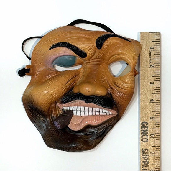 Vintage Fun World DIV Rubber Mask Halloween Gangster Cigar Black Blue Bruised - Picture 2 of 6